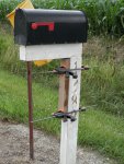 Clamped and glued 2x4 on mailbox post.JPG