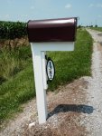 Mailbox and post painted and new number sign installed.JPG